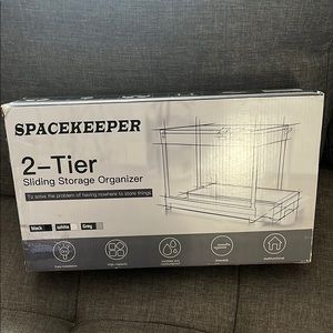 NEW Spacekeeper 2 Tier White Sliding Storage Organizer
